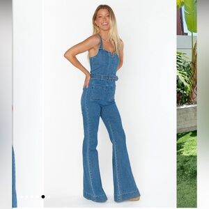 Show Me Your Mumu Crossroads Women's Blue Denim Jumpsuit XXL